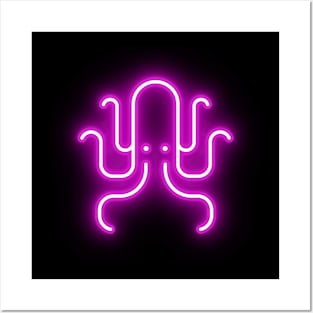 Neon Octopus Posters and Art